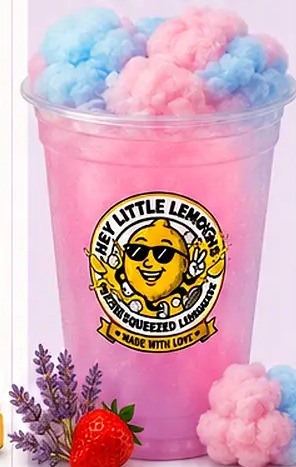 Bliss Cloud lemonade โ Lavender + Strawberry, topped with Cotton Candy