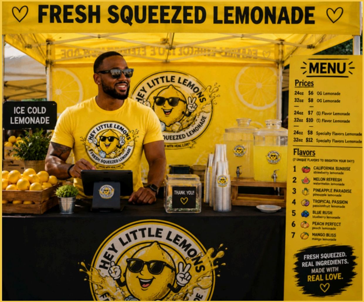 Colby Washington serving lemonade at the Hey Little Lemons stand